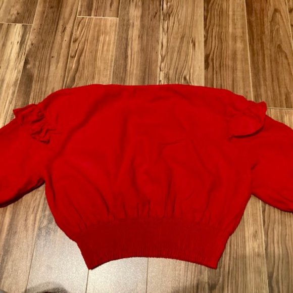 ZARA Red Ruffle Crop Top - Picture 6 of 6